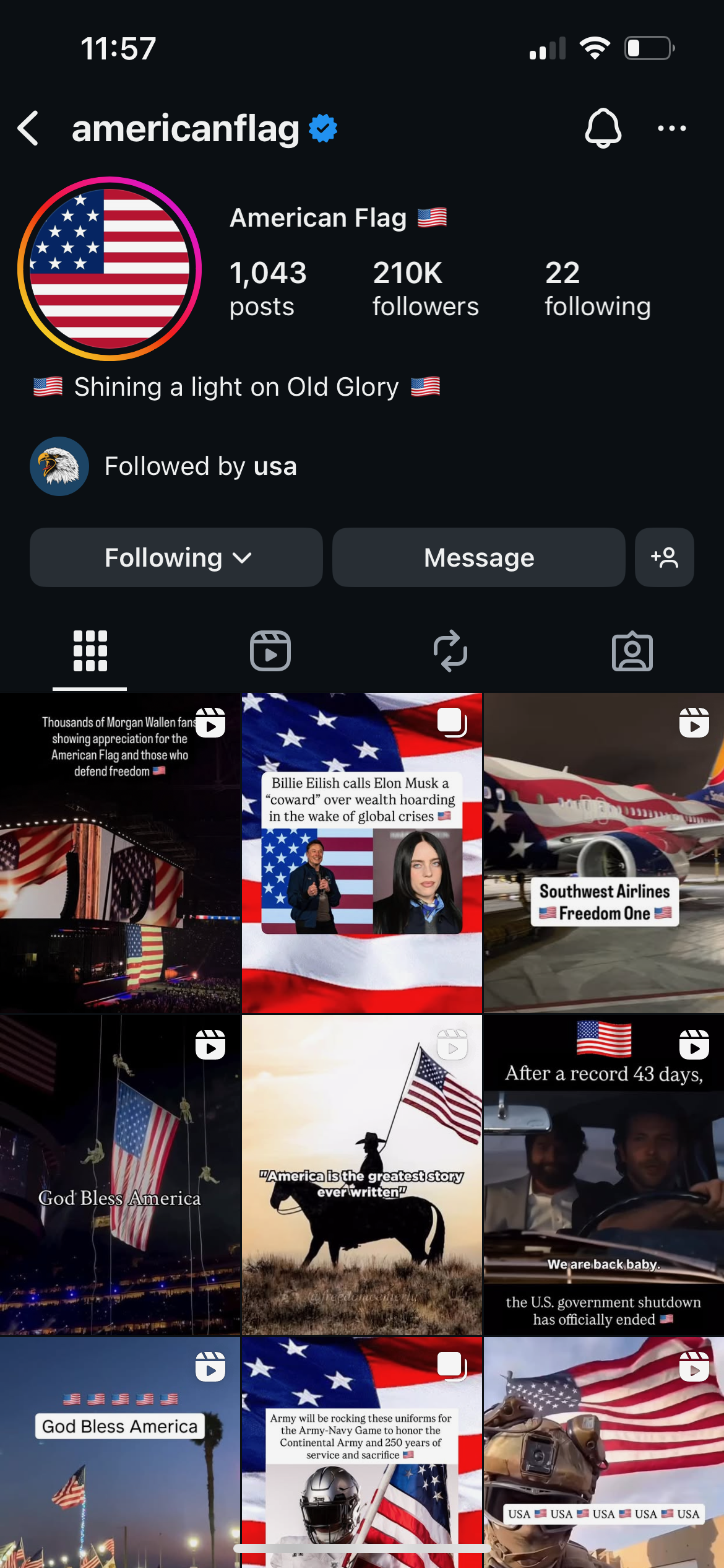 Instagram @AmericanFlag profile