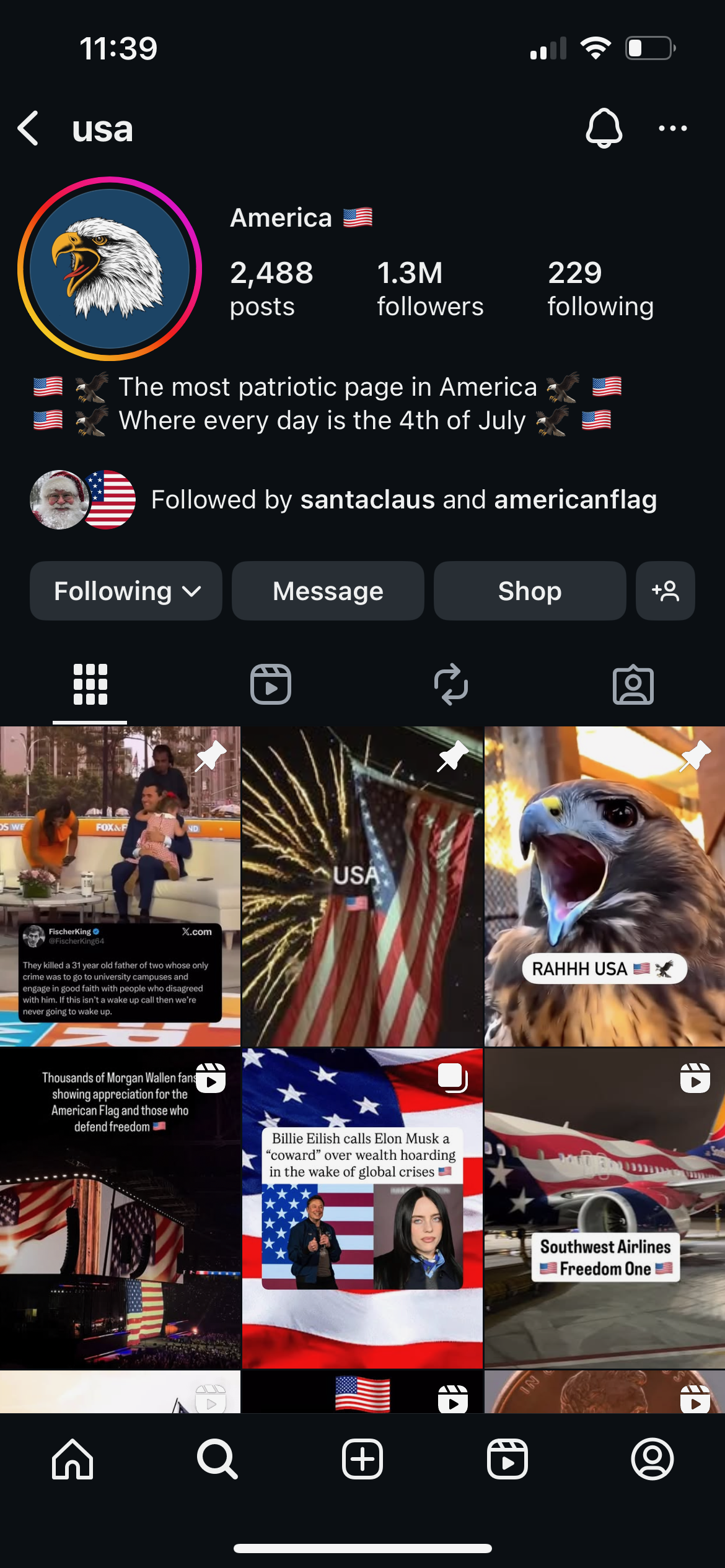 Instagram @USA profile